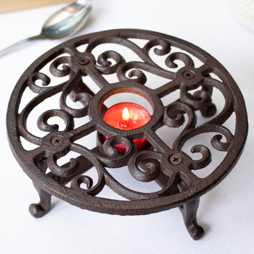 Round Lattice Cast Iron Pot Warmer