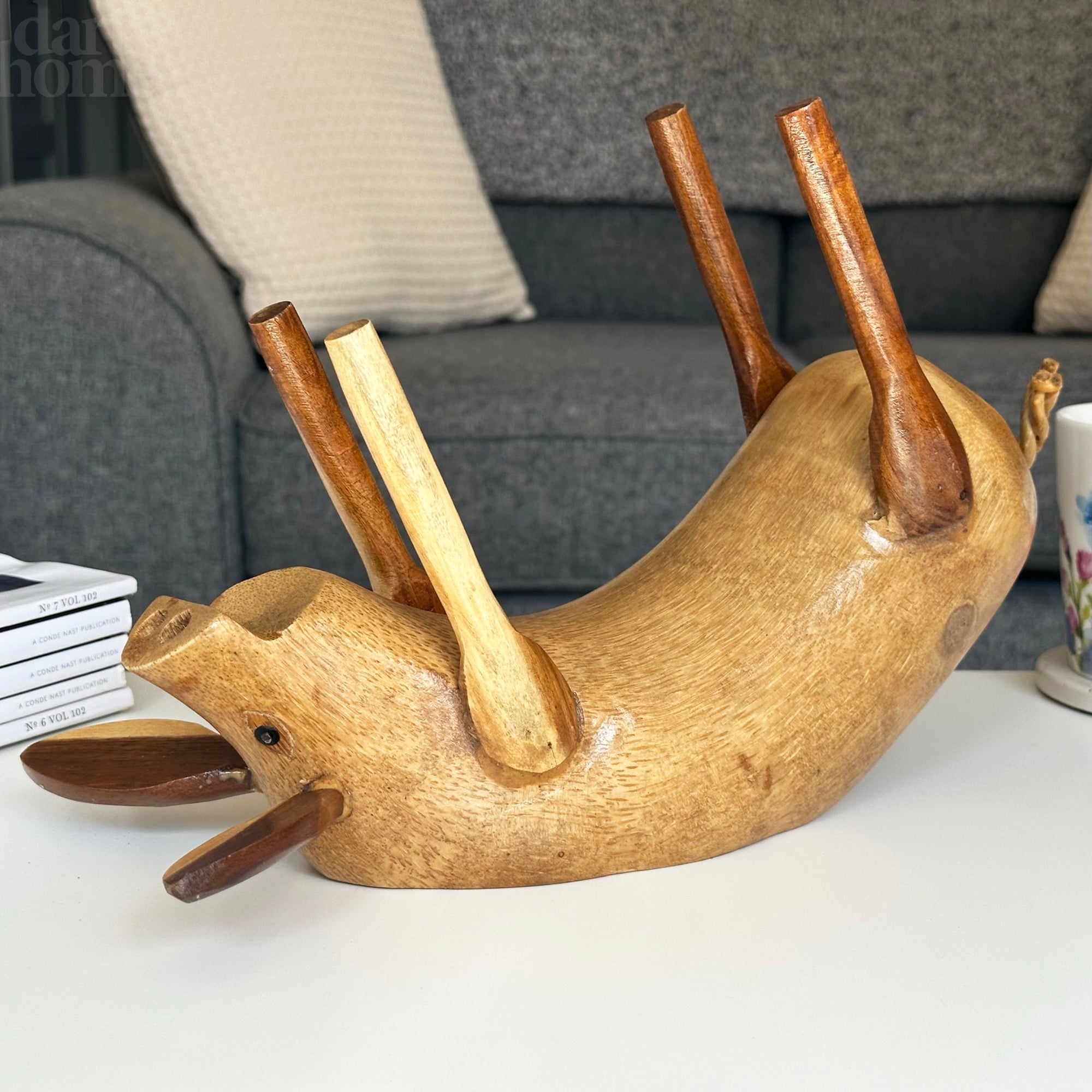 Rustic Drunken Pig Wine Bottle Holder