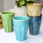 Set Of 4 Reactive Glaze Stoneware Tumblers