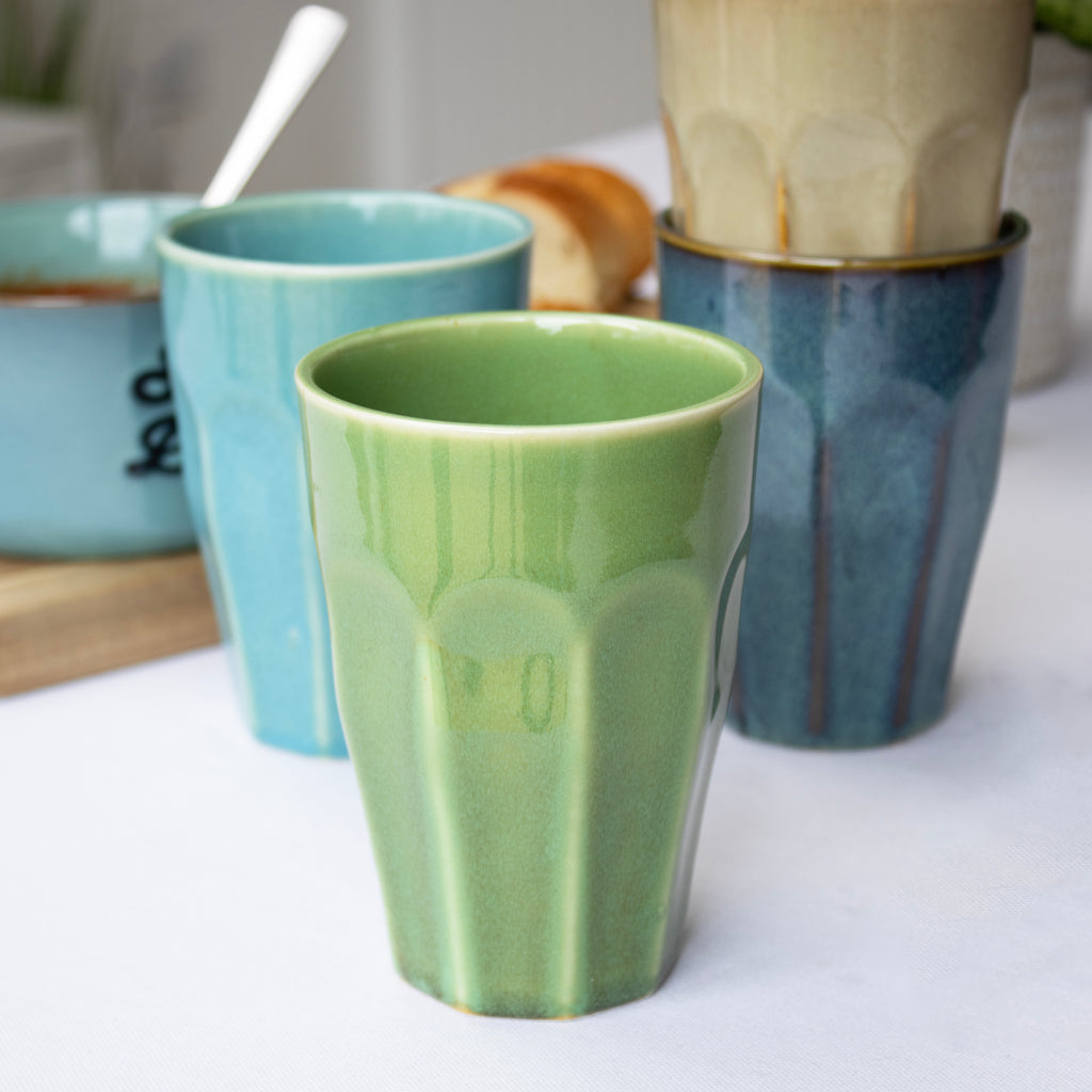 Set Of 4 Reactive Glaze Stoneware Tumblers