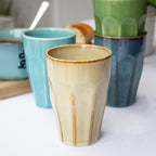 Set Of 4 Reactive Glaze Stoneware Tumblers