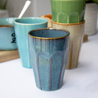 Set Of 4 Reactive Glaze Stoneware Tumblers
