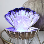 Metallic Silver Sea Shell Glitter Lamp