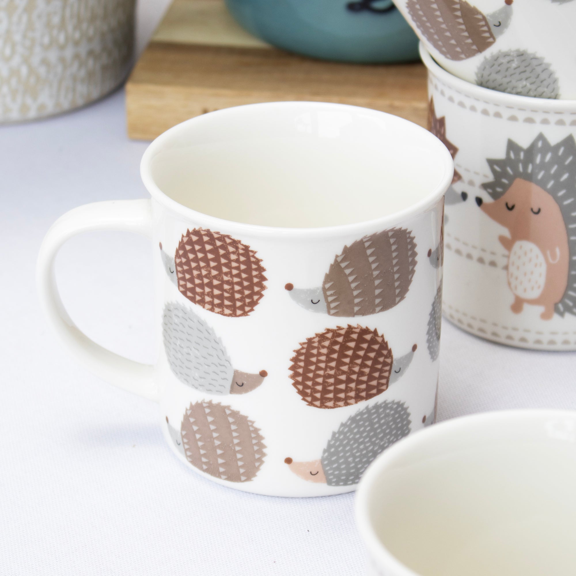 Set Of 4 Fine China Hedgehog Mugs