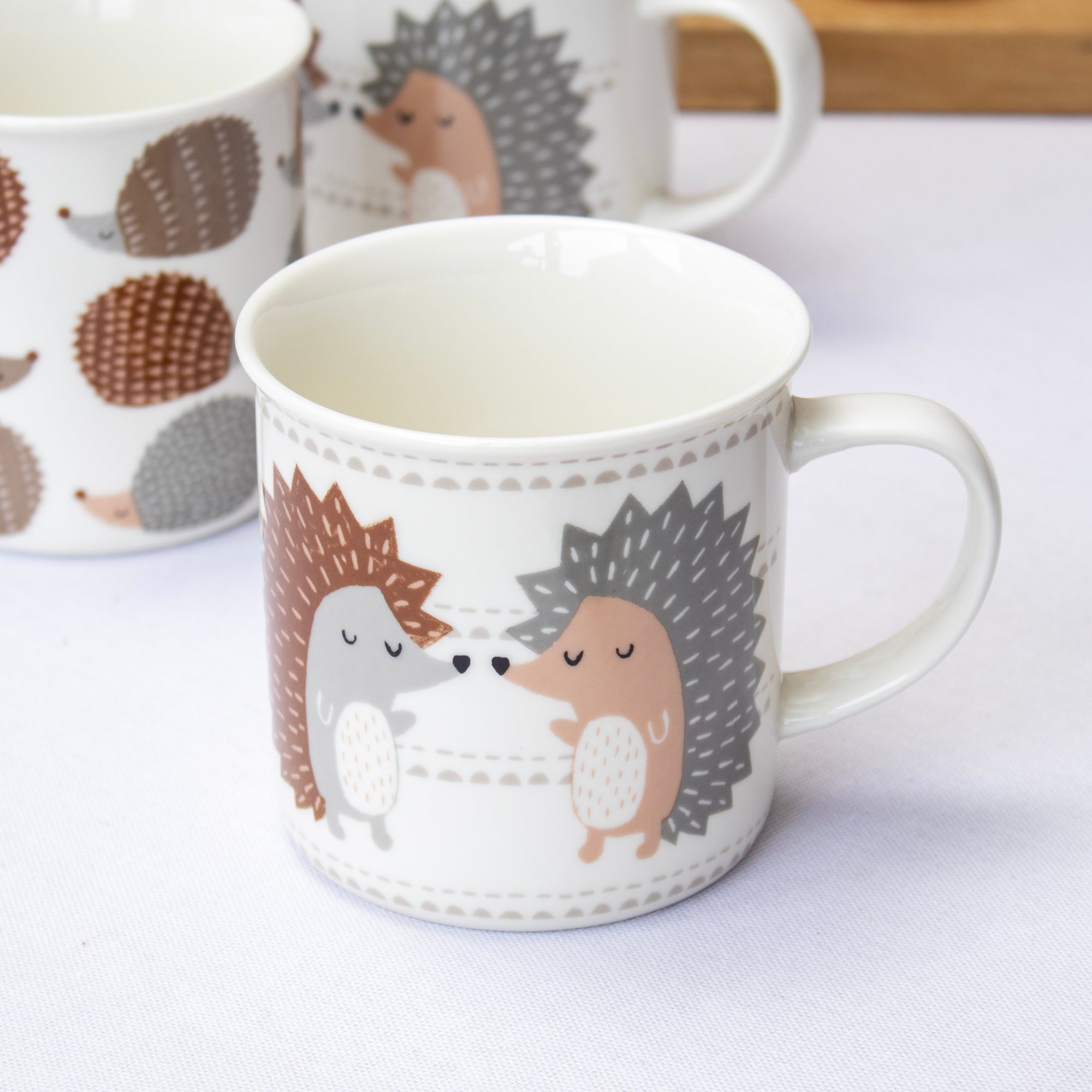 Set Of 4 Fine China Hedgehog Mugs