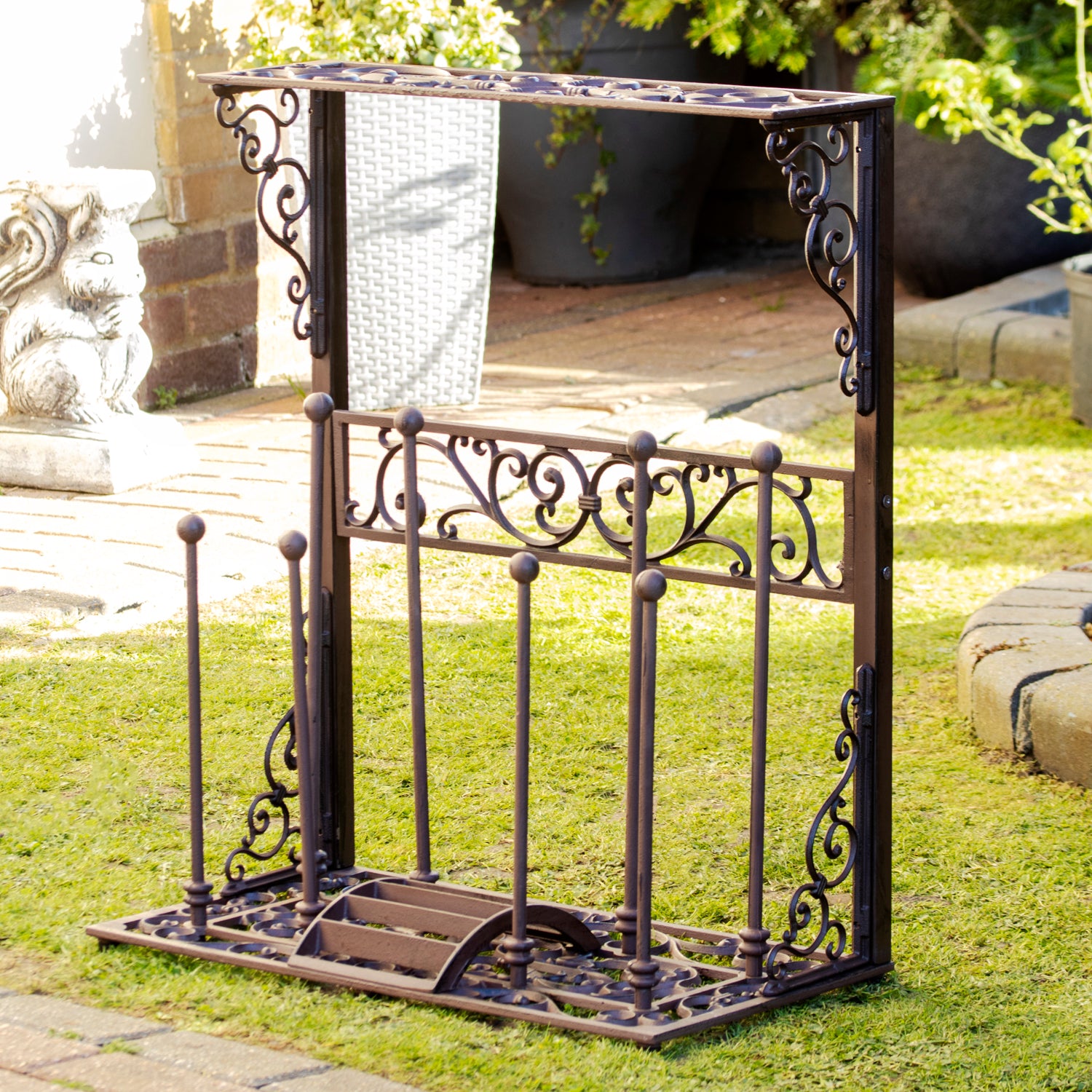 Ornate Cast Iron 4 Pair Boot Rack Stand