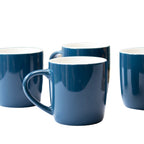 Set Of 4 Stoneware Teal Blue Mugs