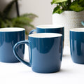 Set Of 4 Stoneware Teal Blue Mugs