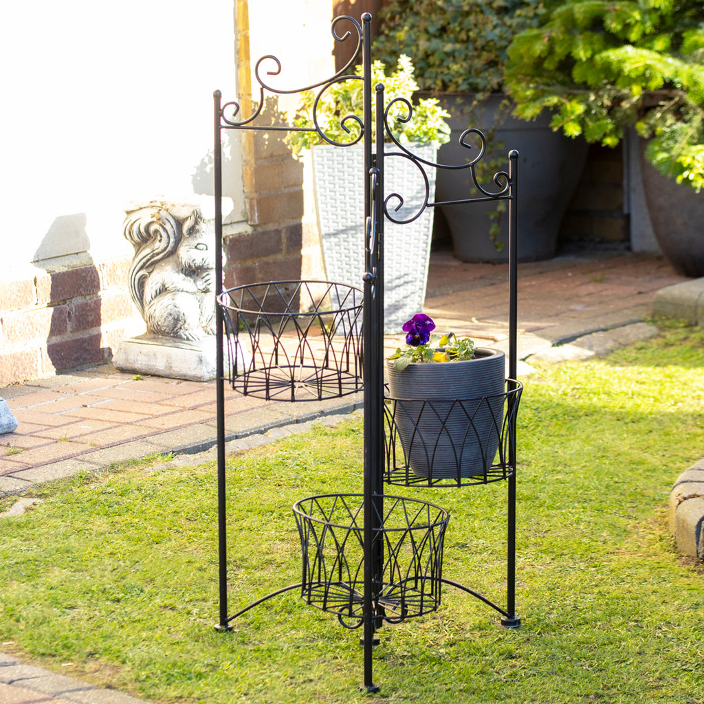 Round Folding 3 Plant Pot Stand