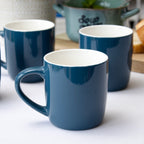 Set Of 4 Stoneware Teal Blue Mugs