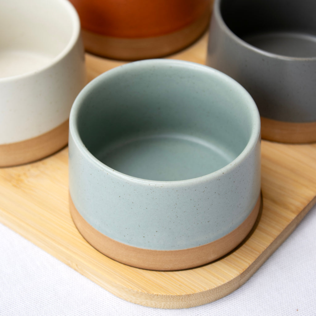 5 Piece Speckle Dip Bowl And Tray Set
