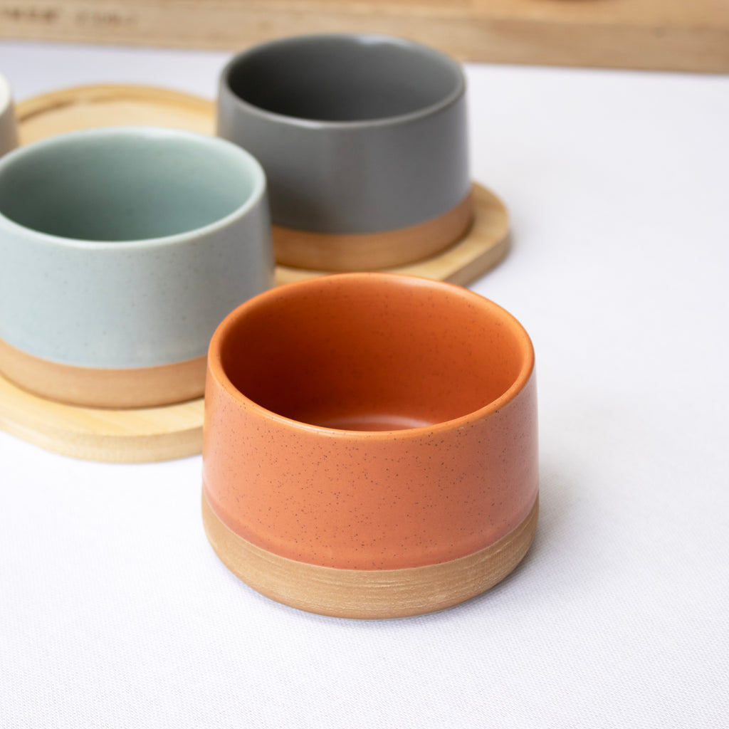 5 Piece Speckle Dip Bowl And Tray Set