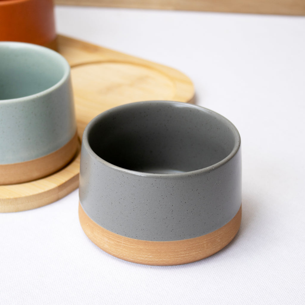 5 Piece Speckle Dip Bowl And Tray Set