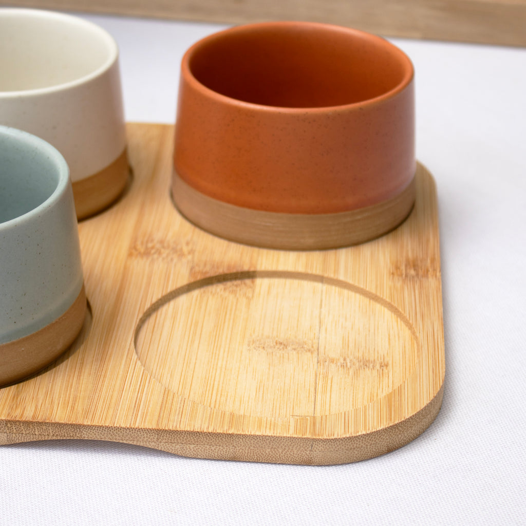 5 Piece Speckle Dip Bowl And Tray Set