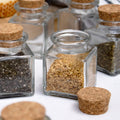 Set Of 12 Square Glass Spice Jars Cork Lids