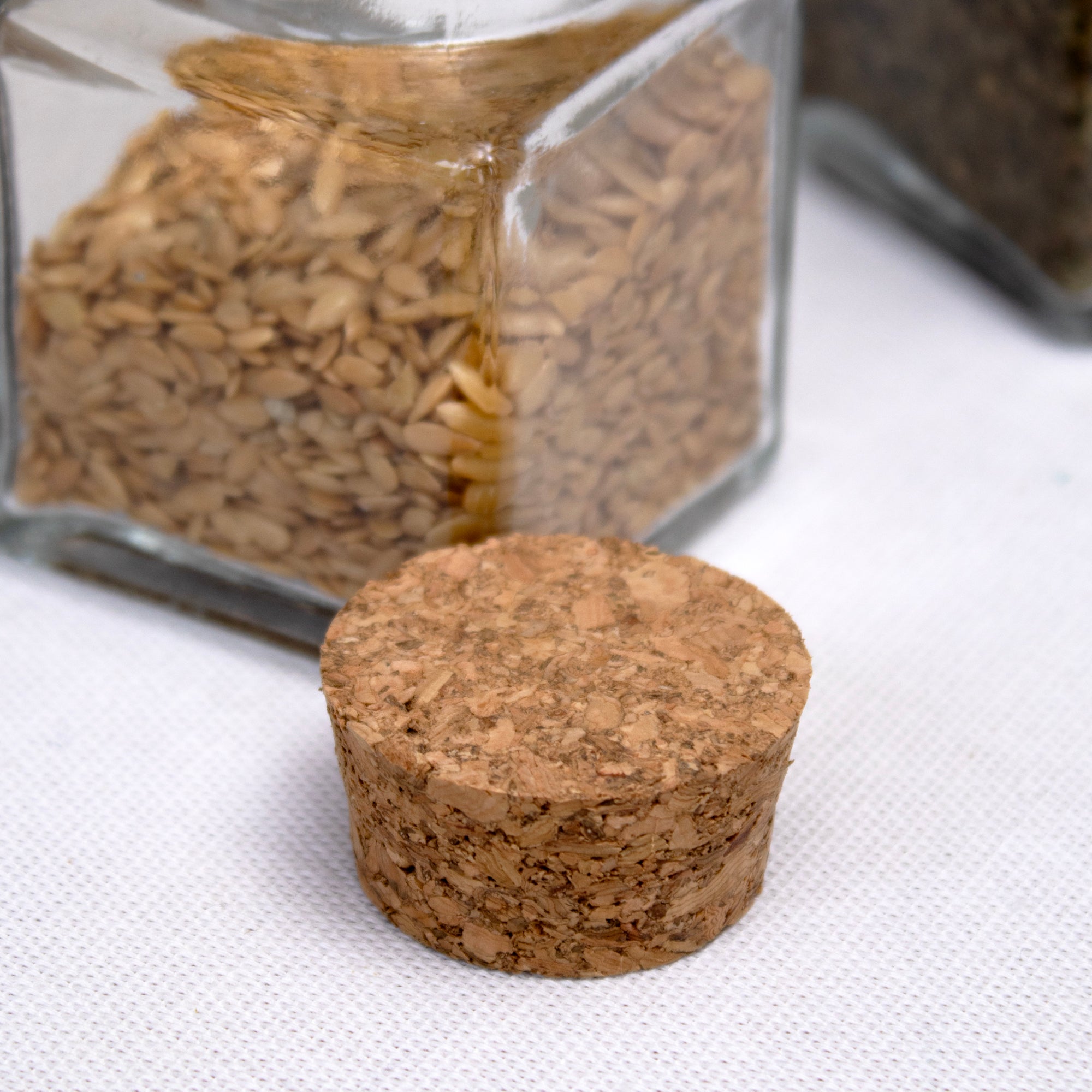 Set Of 12 Square Glass Spice Jars Cork Lids