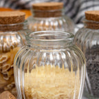 Set Of 6 Ribbed Glass Storage Jars With Cork Lids