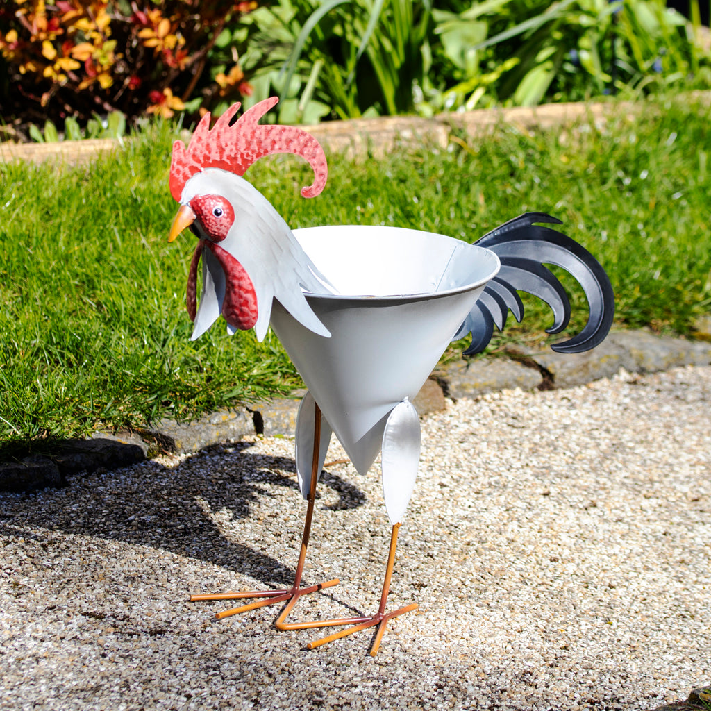 Metal Rooster Planter