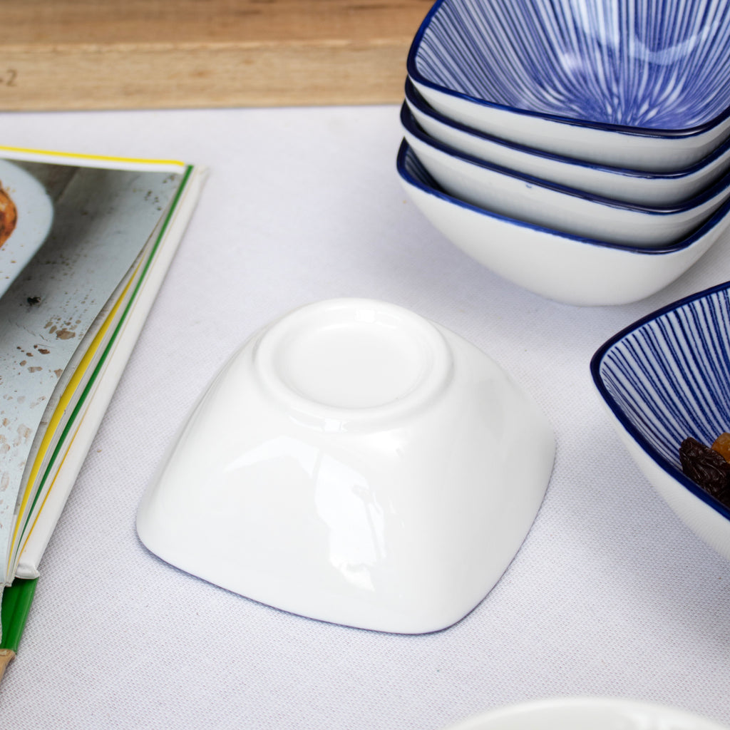 Set Of 6 Blue Patterned Snack Bowls