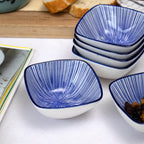 Set Of 6 Blue Patterned Snack Bowls