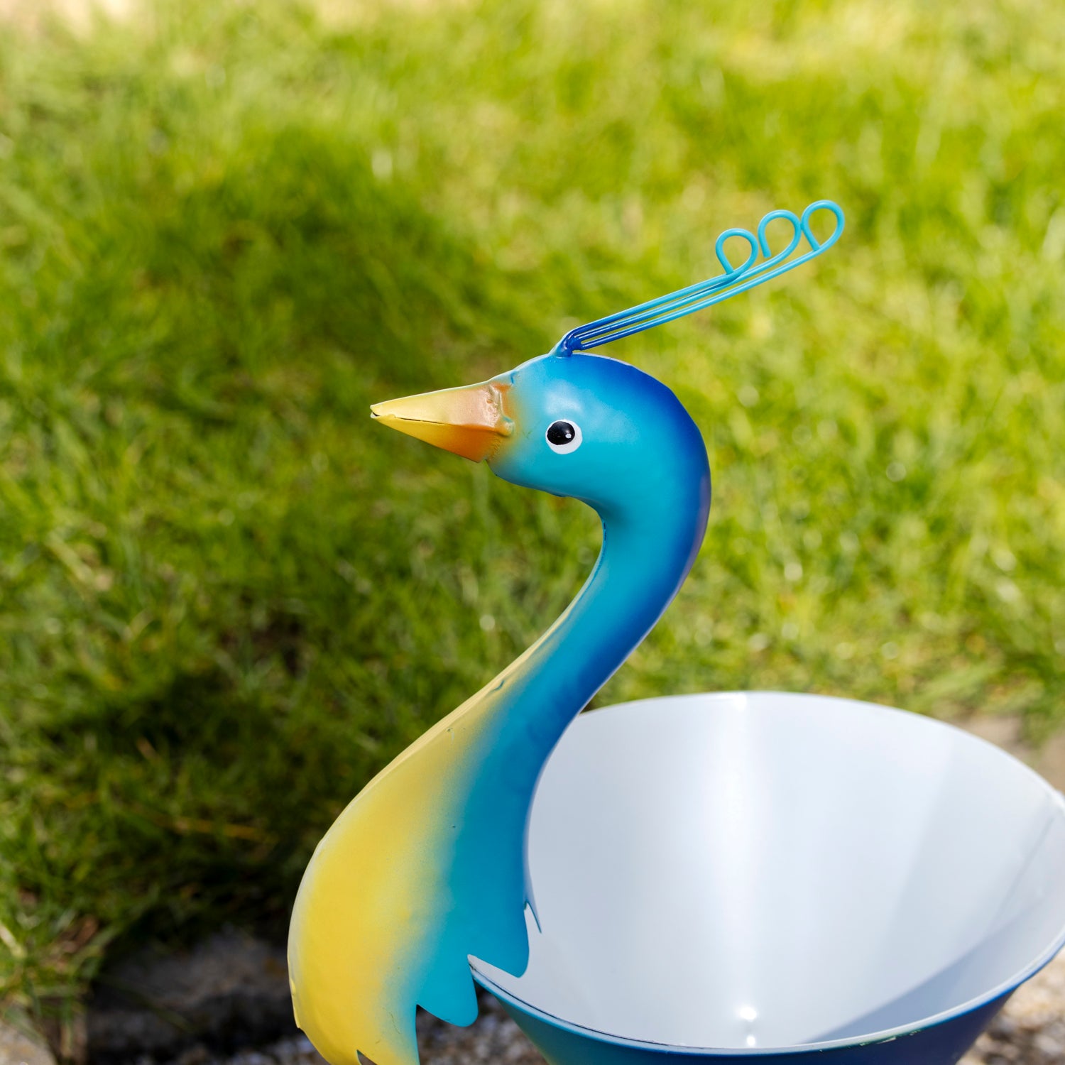 Metal Blue Peacock Planter