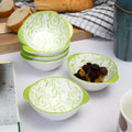 Set Of 6 Green Patterned Snack Bowls