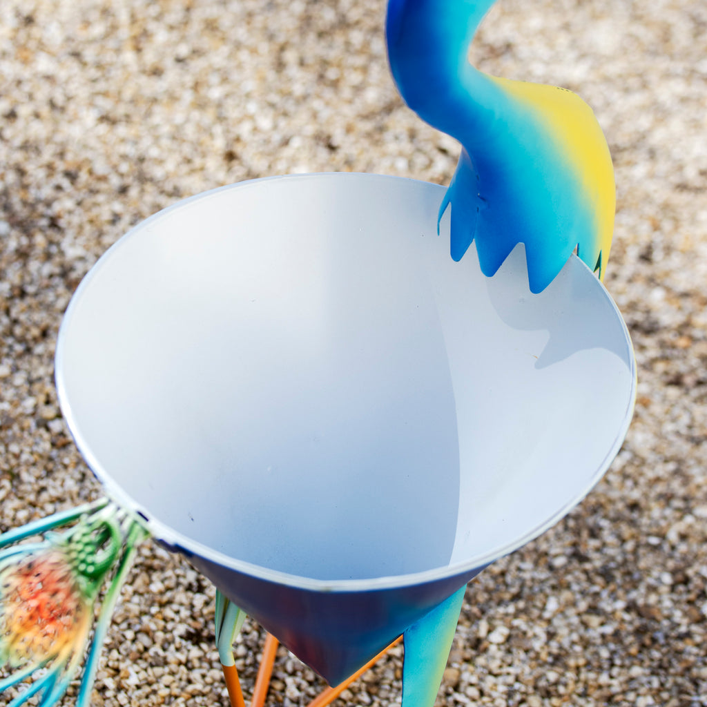 Metal Blue Peacock Planter