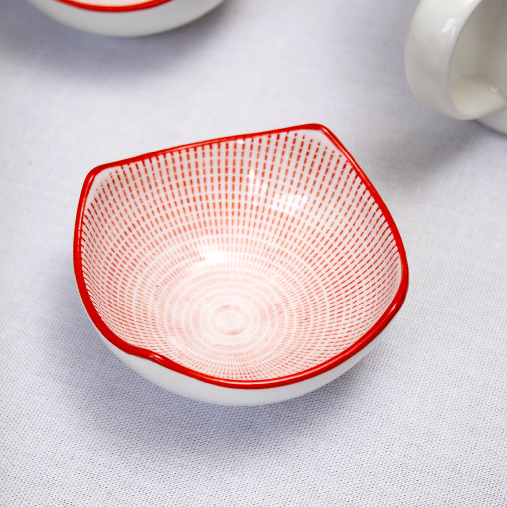 Set Of 6 Red Patterned Snack Bowls