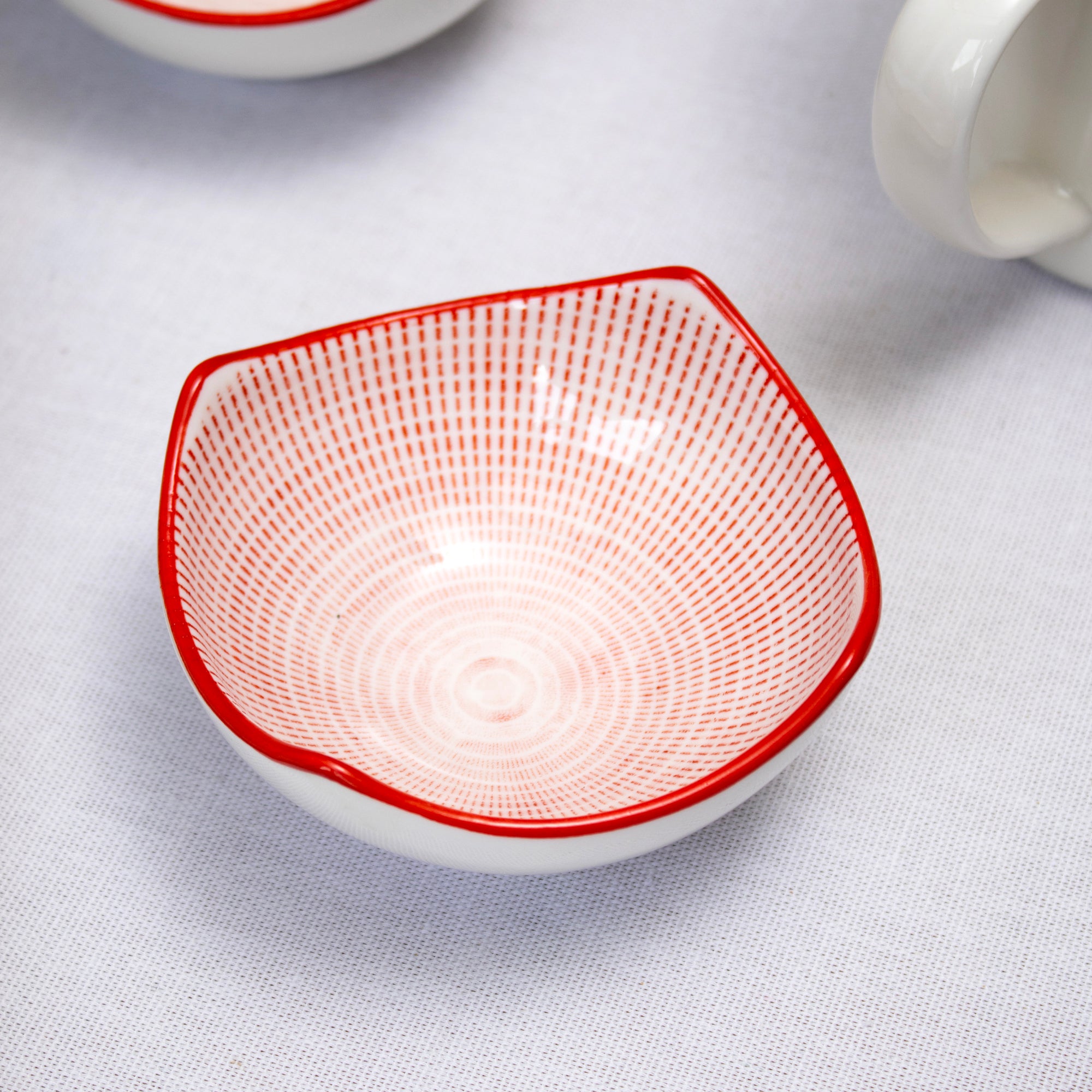 Set Of 6 Red Patterned Snack Bowls