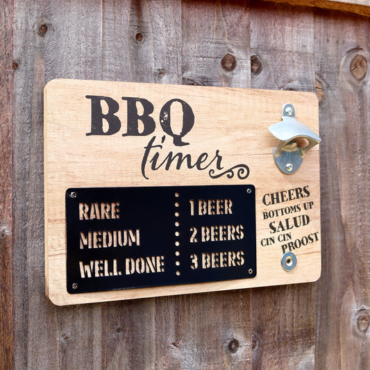 BBQ Times Bottle Opener Bar Sign