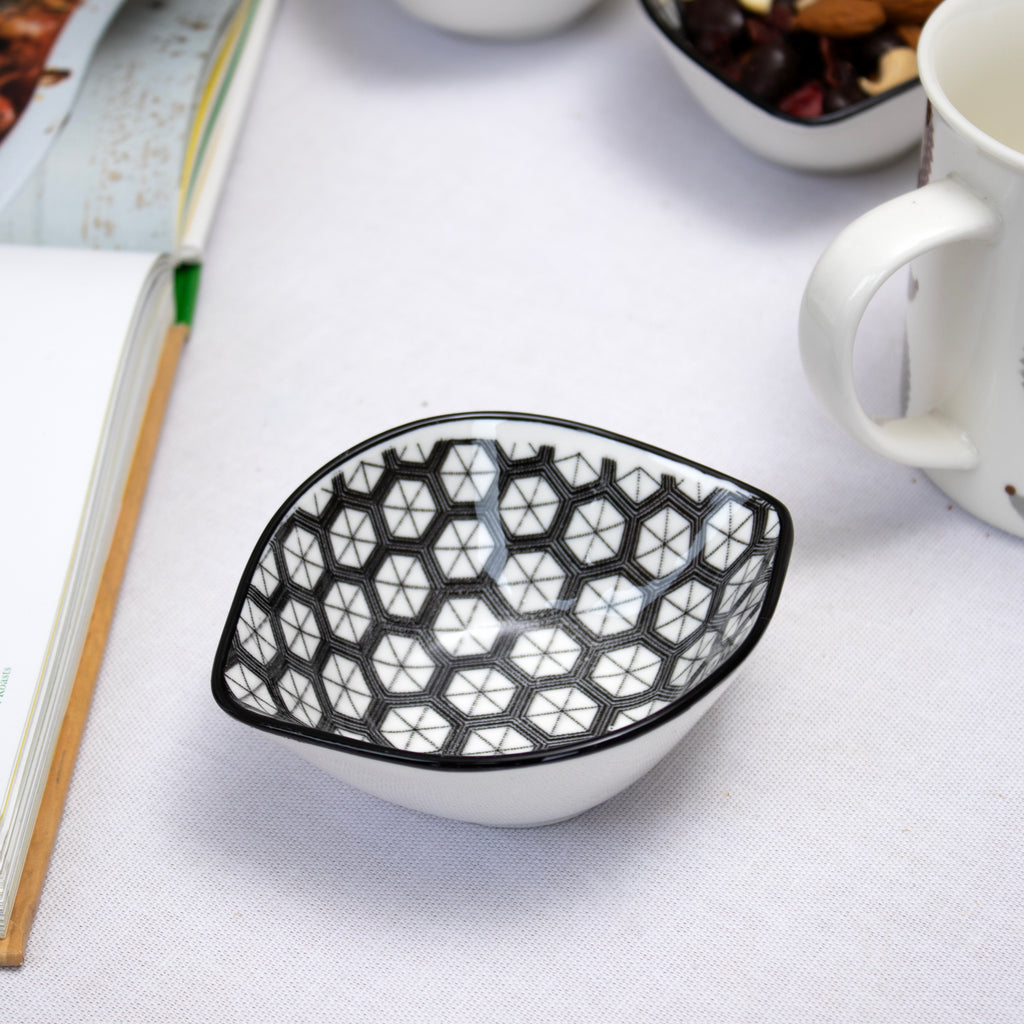 Set Of 6 Grey Patterned Snack Bowls