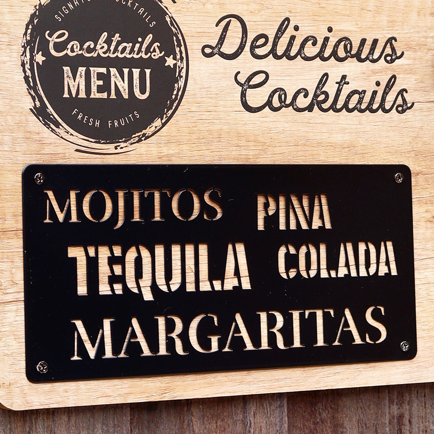 Cocktails Menu Bottle Opener Bar Sign