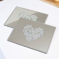 Pack Of 2 Glass Crushed Diamond Heart Placemats