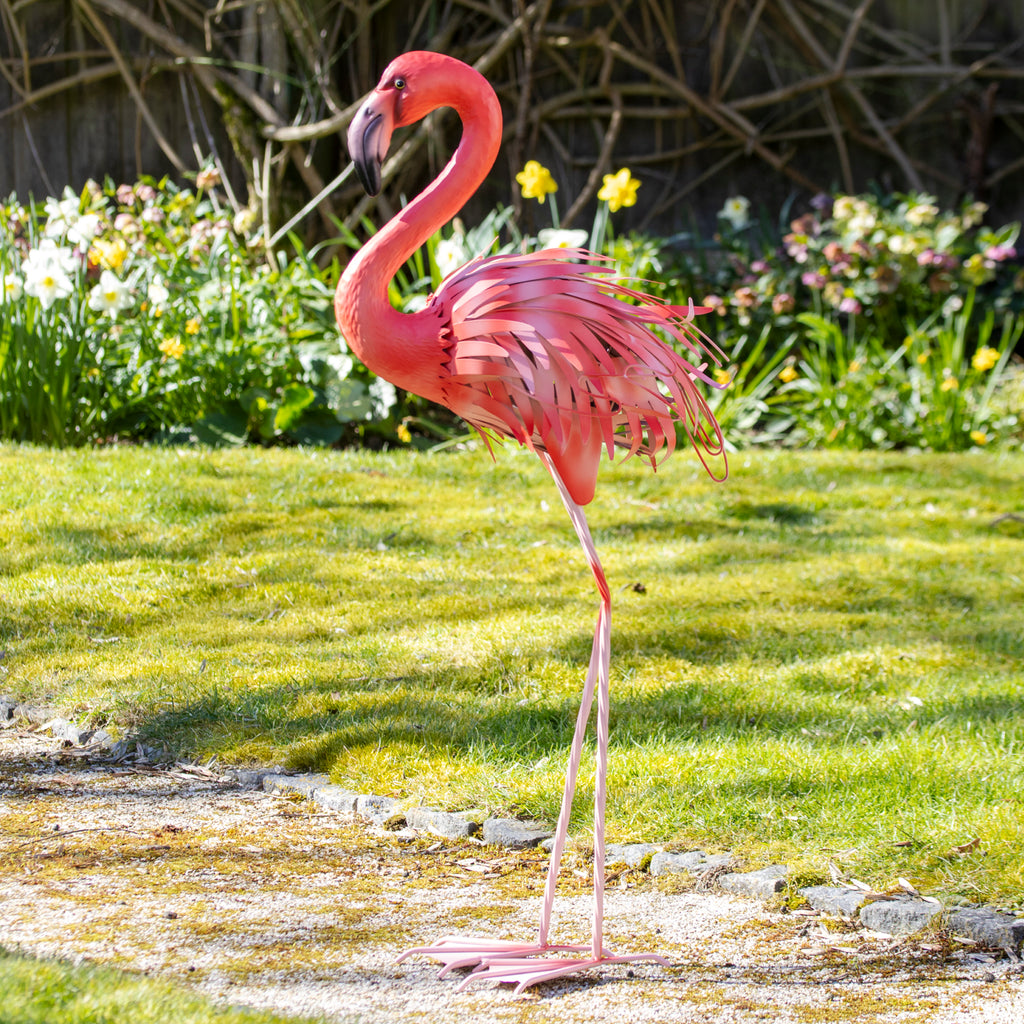 Metal Upright Flamingo Garden Ornament