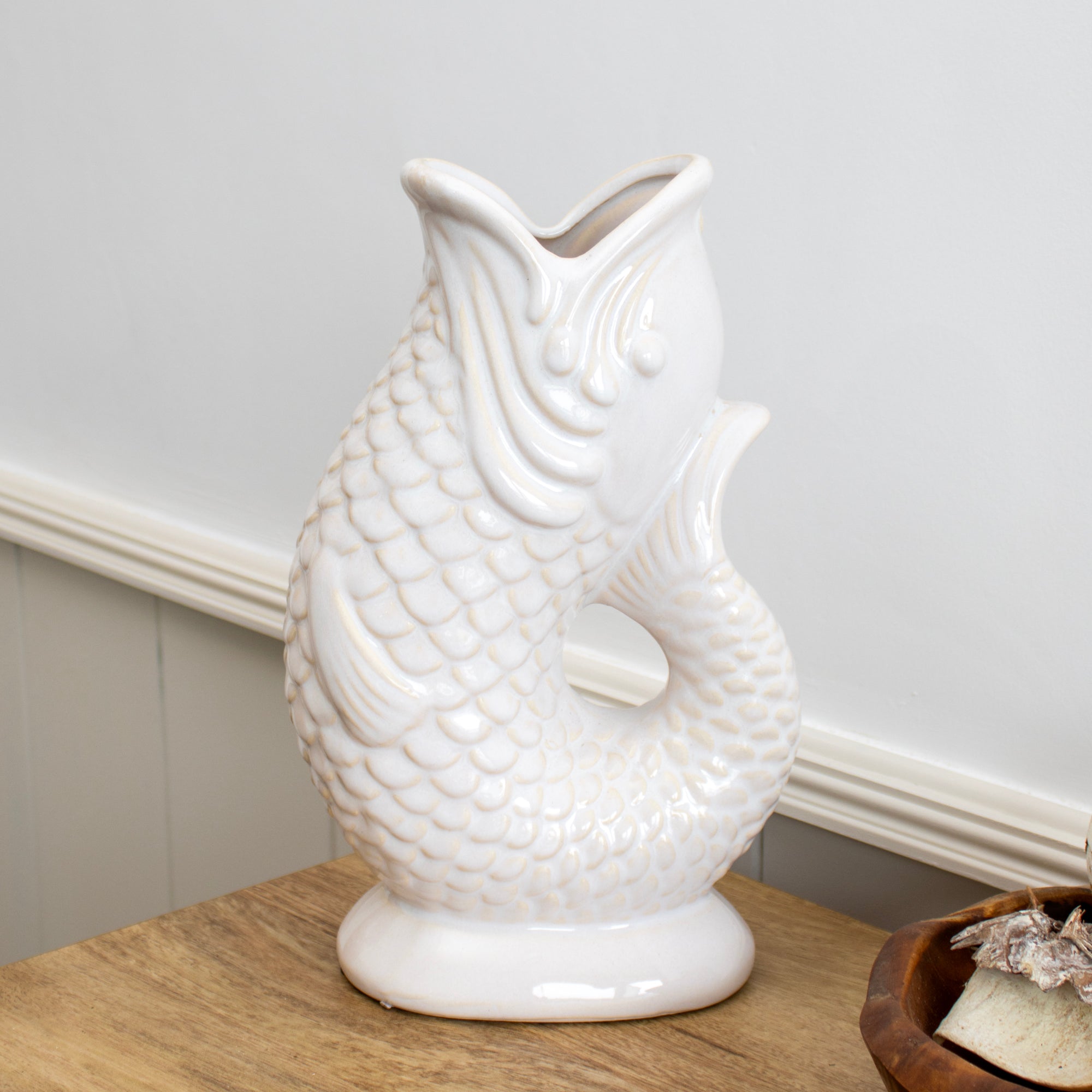 Off White Fish Jug Vase