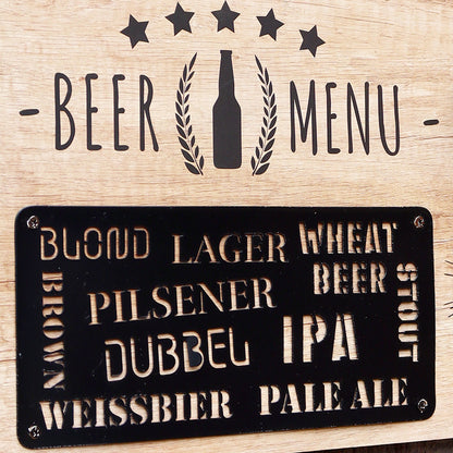 Beer Menu Bottle Opener Bar Sign