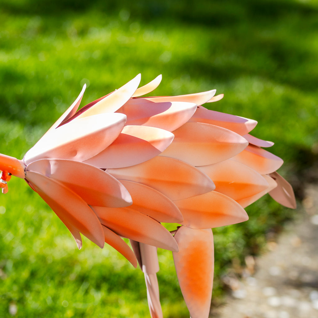 Metal Curved Neck Flamingo Garden Ornament