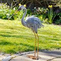 Grey Metal Heron Garden Ornament