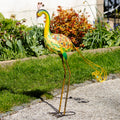 Yellow & Green Metal Peacock Garden Ornament