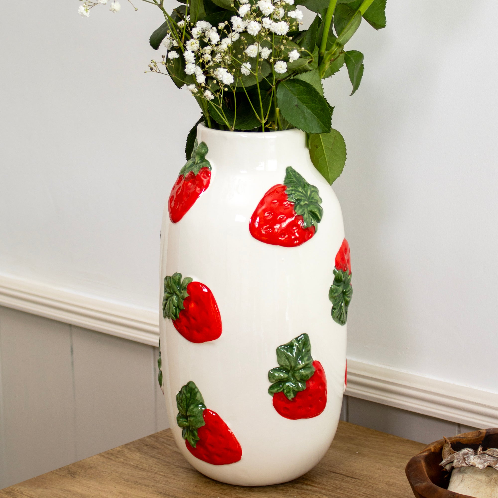 Raised Strawberry Bottle Vase