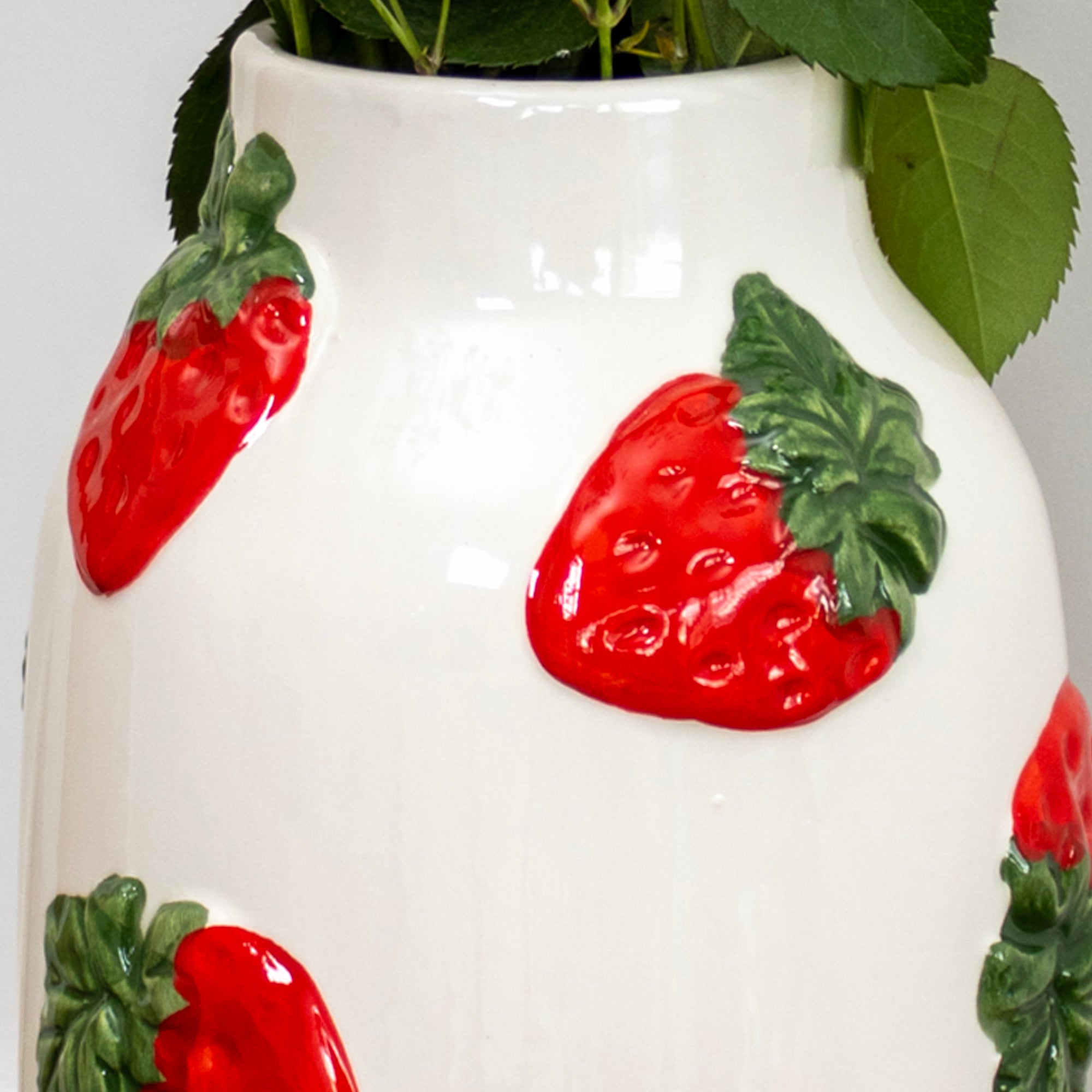 Raised Strawberry Bottle Vase