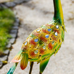 Yellow & Green Metal Peacock Garden Ornament
