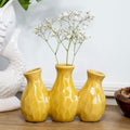Yellow Crackle Glaze Multi Bottle Bud Vase