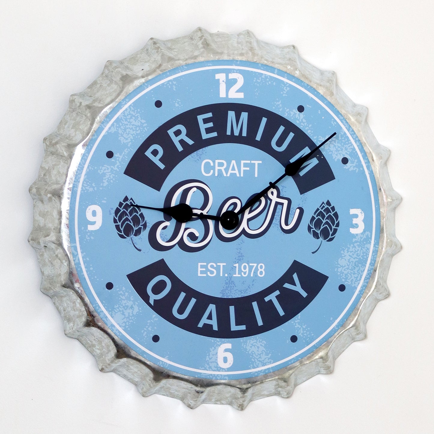 Blue Beer Bottle Top Wall Clock