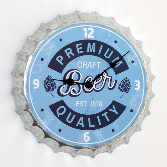 Blue Beer Bottle Top Wall Clock