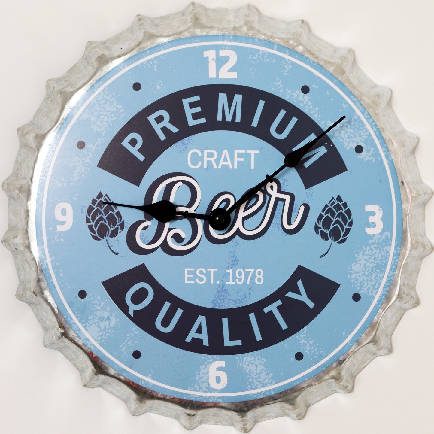 Blue Beer Bottle Top Wall Clock