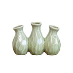 Green Crackle Glaze Multi Bottle Bud Vase