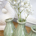 Green Crackle Glaze Multi Bottle Bud Vase