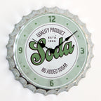 Green Soda Bottle Top Wall Clock