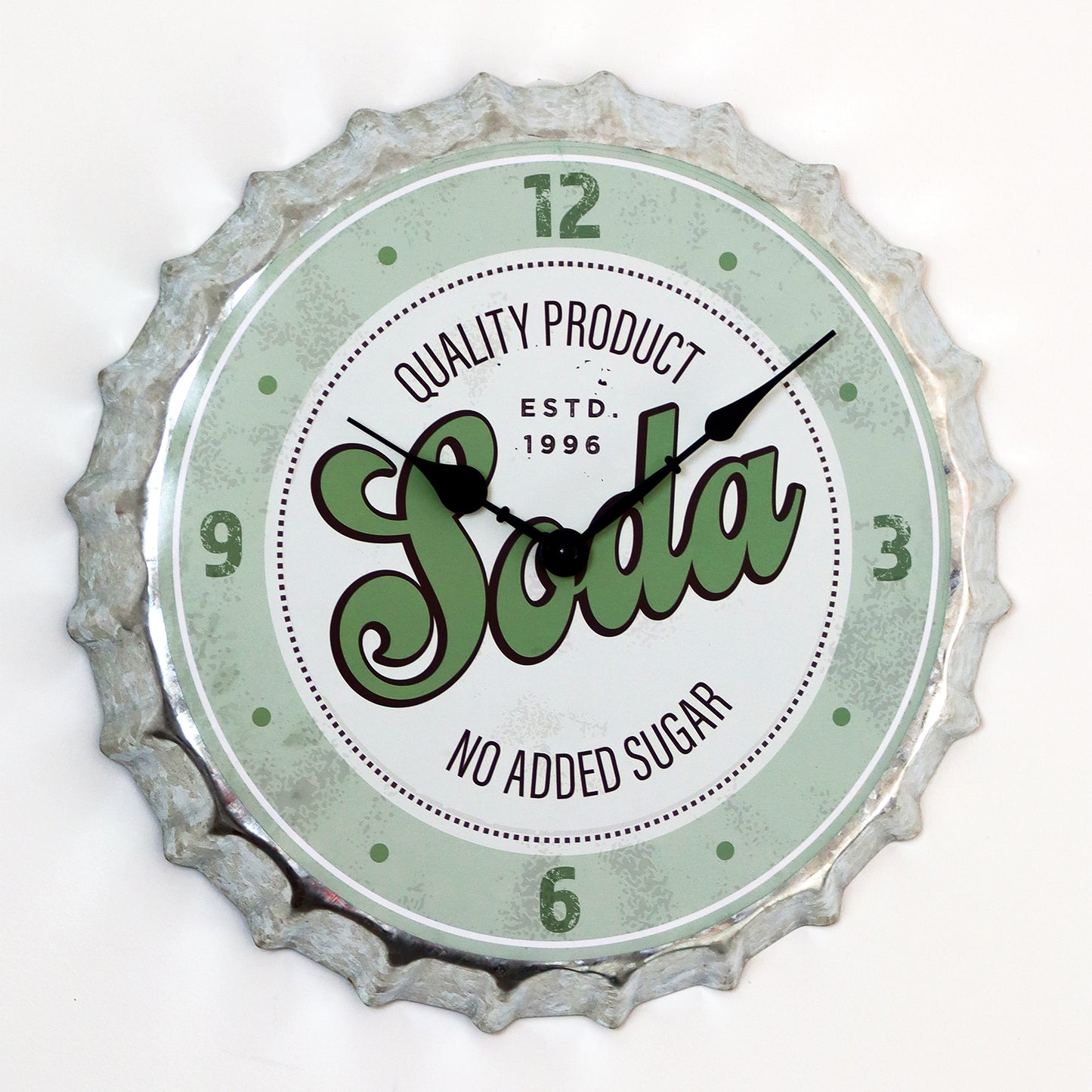 Green Soda Bottle Top Wall Clock